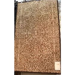 186) DAMASK BEIGE/BROWN, 5X8 TRADITIONAL CARPET,