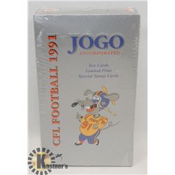 BOX OF 1991 CFL JOGO FOOTBALL CARD PACKS.