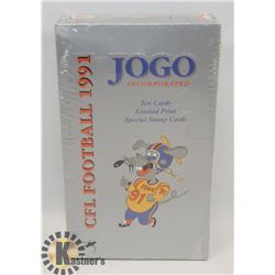 BOX OF 1991 CFL JOGO FOOTBALL CARD PACKS.