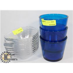 TWO SETS OF SERVICE DISHES, WHITE AND BLUE SETS