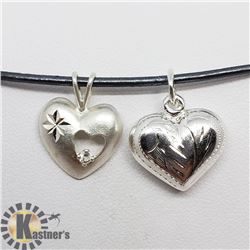 SILVER 2 HEART PENDANT NECKLACE