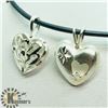 Image 3 : SILVER 2 HEART SHAPED PENDANTS W/ CORD NECKLACE