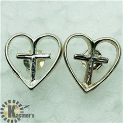 SILVER HEART & CROSS SHAPED EARRINGS