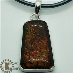 SILVER AMMOLITE W/ FASHION CORD PENDANT