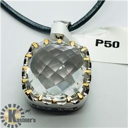 BRASS WHITE TOPAZ PENDANT