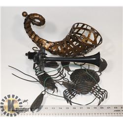 BOX OF METAL HOME DECOR.