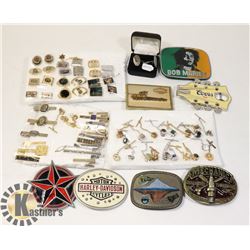 VINTAGE LOT CUFFLINKS, TIE TACKS & PINS