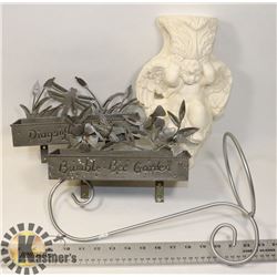 BOX W/5 GARDEN DECOR ITEMS. GENERAL, SEASONAL,