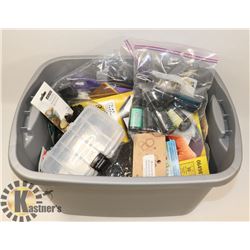 TOTE OF CRAFT SUPPLIES, GLUES, SCRAP BOOK STUFF,