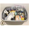 Image 1 : TOTE OF CRAFT SUPPLIES, GLUES, SCRAP BOOK STUFF,