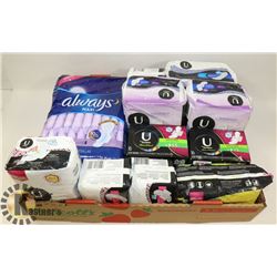 FLAT OF ASSORTED KOTEX AND ALWAYS PADS