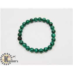 #39-NATURAL MALACHITE & MATTE BEAD BRACELET