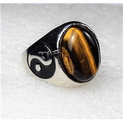 9)  STAINLESS STEEL & OVAL NATURAL TIGERS