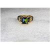 Image 2 : 13) CZ RAINBOW TOPAZ SET IN GOLD TONE