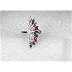 12)  MULTI COLORED AUSTRIAN CRYSTAL RING