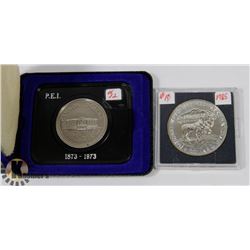 LOT OF 2 CANADA $1 COINS 1973, 1985 SILVER DOLLAR
