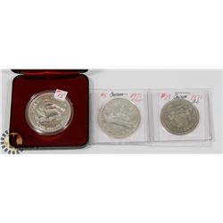 LOT OF 3 CANADA $1 COINS 1971, 1979 SILVER. 1972
