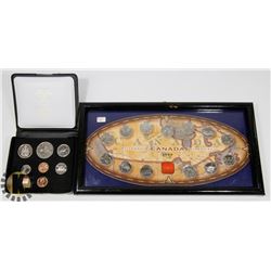 FRAMED 1999 QUARTER SET AND 1977 COIN SET