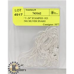 LOT OF 5 -24" STAMPED .925 STERLING SILVER SNAKE