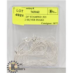 LOT OF 5 -24" STAMPED .925 STERLING SILVER SNAKE