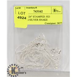 LOT OF 5 -24" STAMPED .925 STERLING SILVER SNAKE