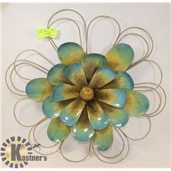 LARGE METAL FLOWER WALL HANGING - 24" DIAMETER.