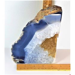 17)  GREY & WHITE AGATE CRYSTAL GEODE