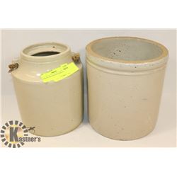 PAIR OF VINTAGE POTTERY JARS.