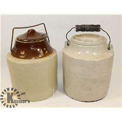 PAIR OF VINTAGE POTTERY JARS.