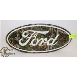 METAL CAMOUFLAGE FORD SIGN - 20"L X 9"W.