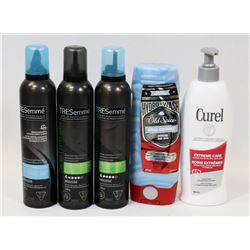 BAG OF HAIR SPRAY, LOTION, AND MORE