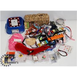 FLAT OF DOG COLLARS, DOG LEASHES, AND OTHER