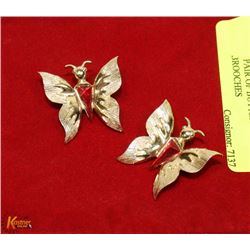 PAIR OF BUTTERFLY SHAPED BROOCHES