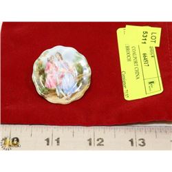 COALPORT CHINA PICTURE BROOCH