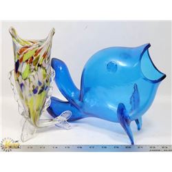 LOT OF 2 BLOWN GLASS FISH