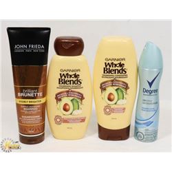 BAG OF SHAMPOO, CONDITIONER, AND MORE