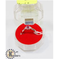 #-39 GENUINE RED RUBY & CZ RING