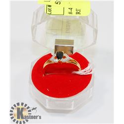 #-42 GENUINE BLUE SAPPHIRE & CZ RING