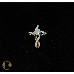 #-84 GENUINE EMERALD & CZ PENDANT