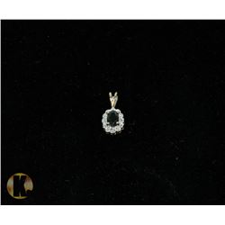 #-69 GENUINE BLUE SAPPHIRE & CZ PENDANT