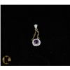 Image 1 : #-64 GENUINE AMETHYST & CZ PENDANT