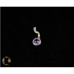 #-63 GENUINE AMETHYST & CZ PENDANT