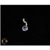 Image 1 : #-63 GENUINE AMETHYST & CZ PENDANT