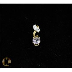 #-90 GENUINE AMETHYST & CZ PENDANT