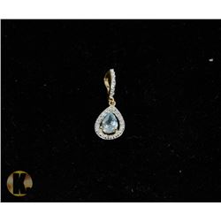 #-85 GENUINE BLUE TOPAZ & CZ PENDANT