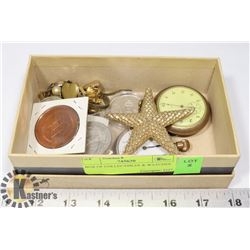 BOX OF COLLECTIBLES & WATCHES.