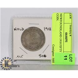 NEWFOUNDLAND 1918 FIFTY CENT COIN.