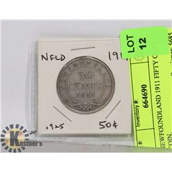 NEWFOUNDLAND 1911 FIFTY CENT COIN.
