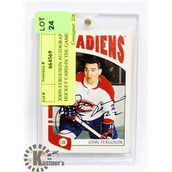 JOHN FERGUSON AUTOGRAPHED HOCKEY CARD-IN THE GAME