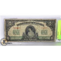 1917 DOMINION OF CANADA $1 BILL.